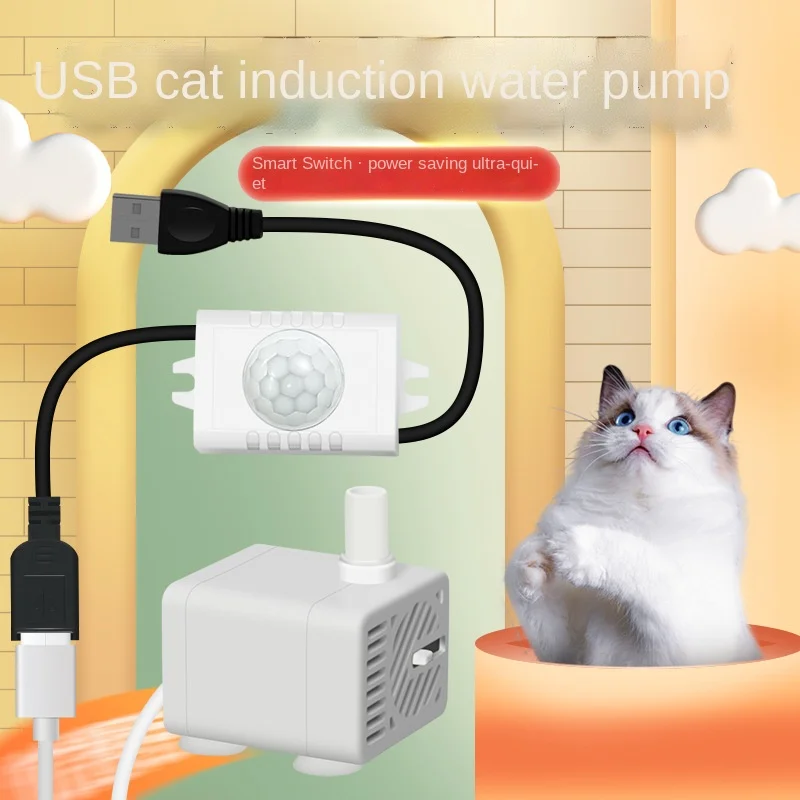 

USB Smart cat water fountain pump Automatic cycle Dog water drinker submersible pump Filter sensor switch Pet feeder accesorios