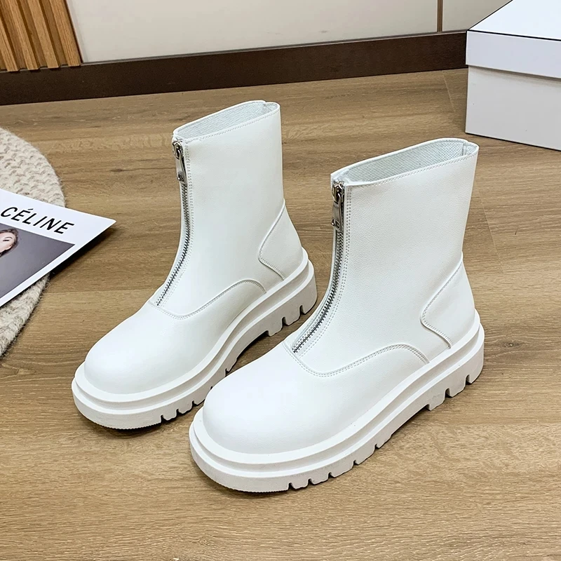 

Женские резиновые ботильоны на молнии, с круглым носком