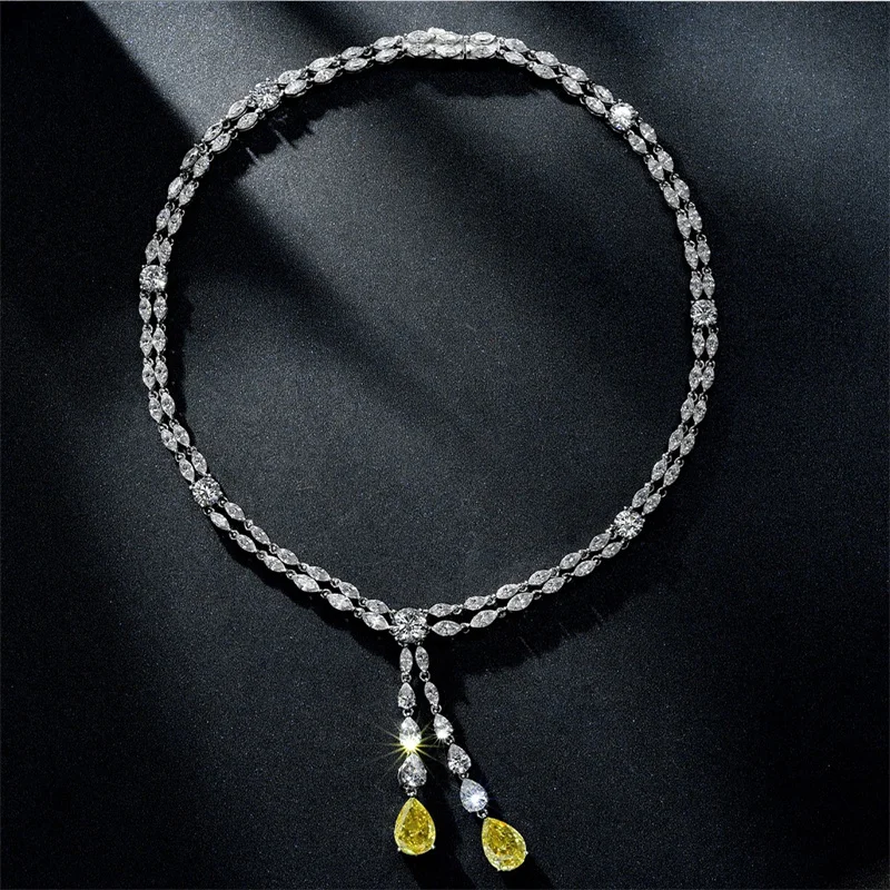 

Designer Fashion 925 Sterling Silver Jewelry 3A Cubic Zirconia Party Necklace