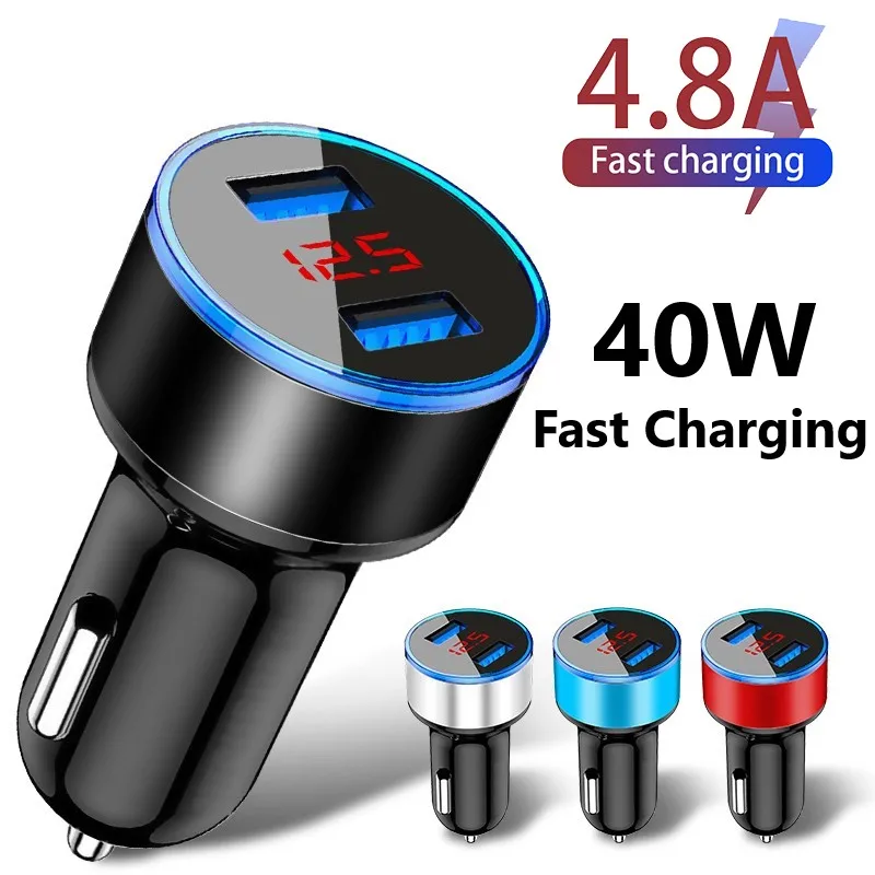 

Автомобильные зарядные устройства 40 Вт, 2 порта, быстрая зарядка для Xiaomi Samsung Huawei iphone 13 x Plus, Универсальный алюминиевый автомобильный адаптер ...
