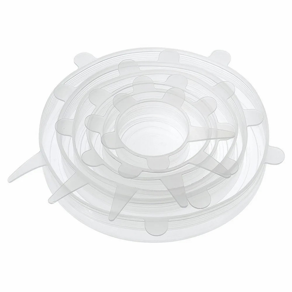 

6Pcs/set Reusable Fresh Keeping Wrap Silicone Extend Suction Lid-bowl Pan Food Cover Cooking Pan Spill Lids