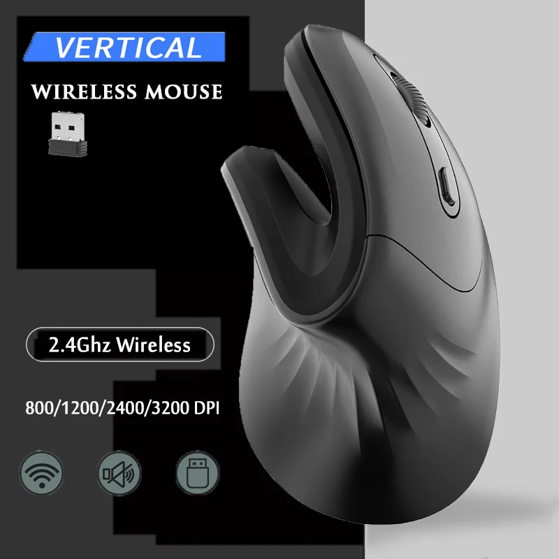 Vertical Wireless Mouse Rechargeable Gaming Ergonomic Mouse USB Optical Silent Wired Mice For Laptop PC Computer Office Home