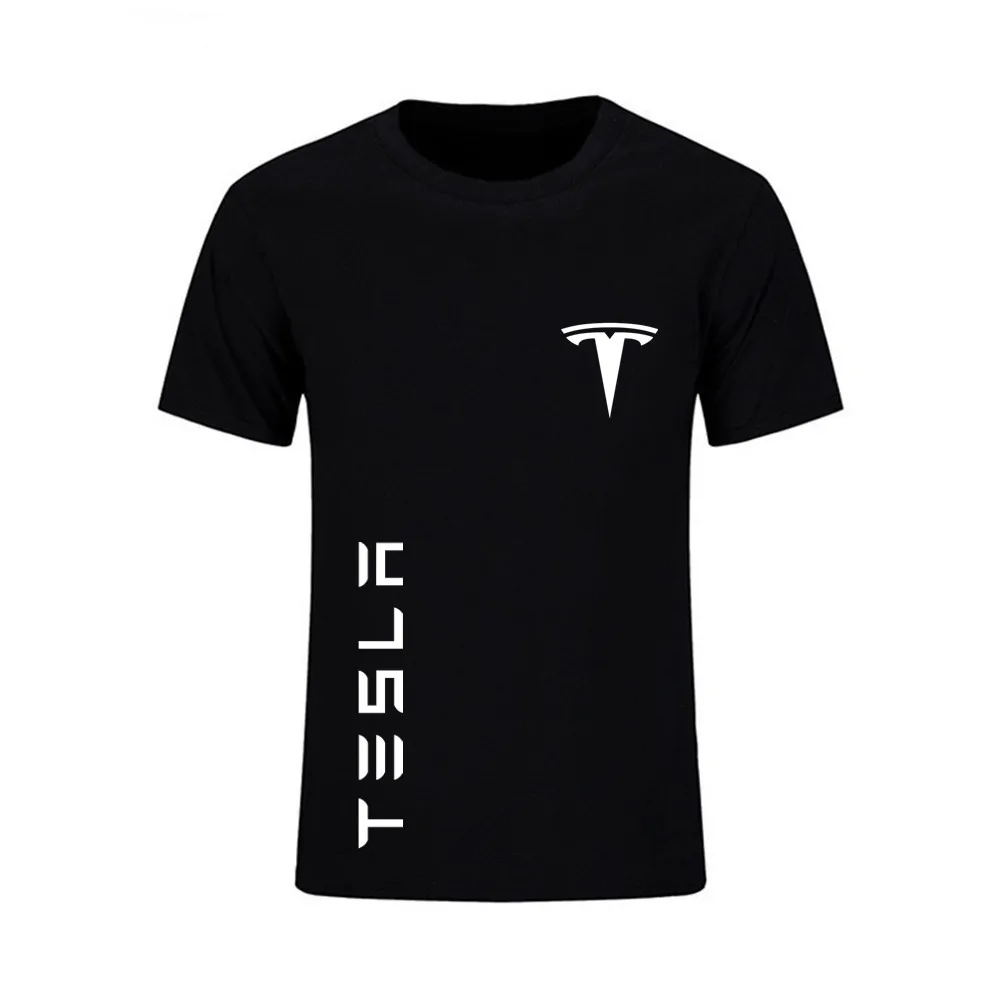 Tesla Electric Car Men's Tshirt Cotton Brand Printed Clothing Short-sleeved Super Car T Shirt O Collar Black White Men T-shirt
