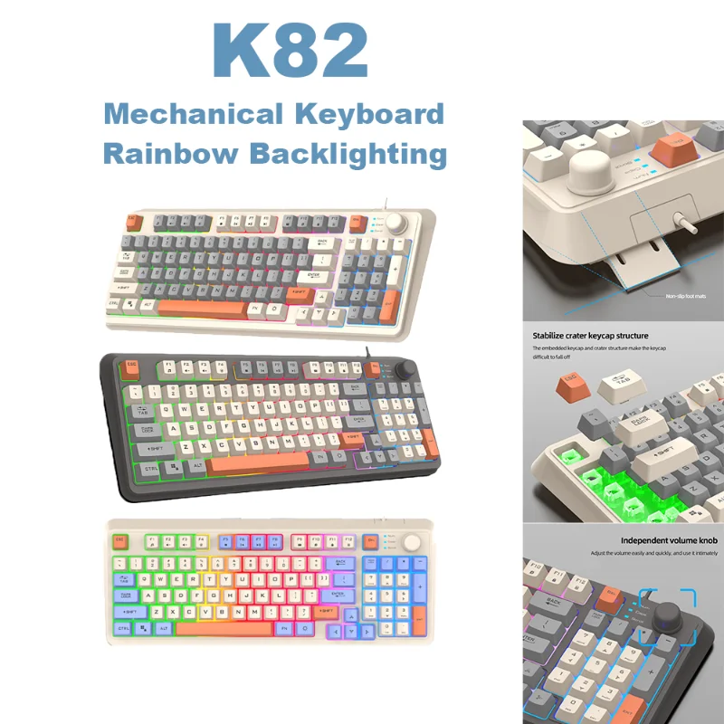 Клавиатура K82 Механическая Проводная, 94 клавиши, RGB-подсветка