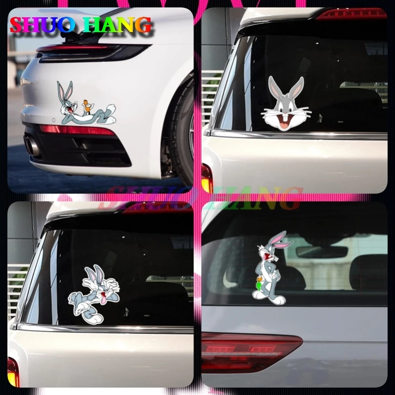 

Bugs Bunny Cartoon Carrot Tunes Thinking Relax Crazy Teases Car Bumper Sticker Decal Vinyl Anime Motorcycle Accessories Fun PVC