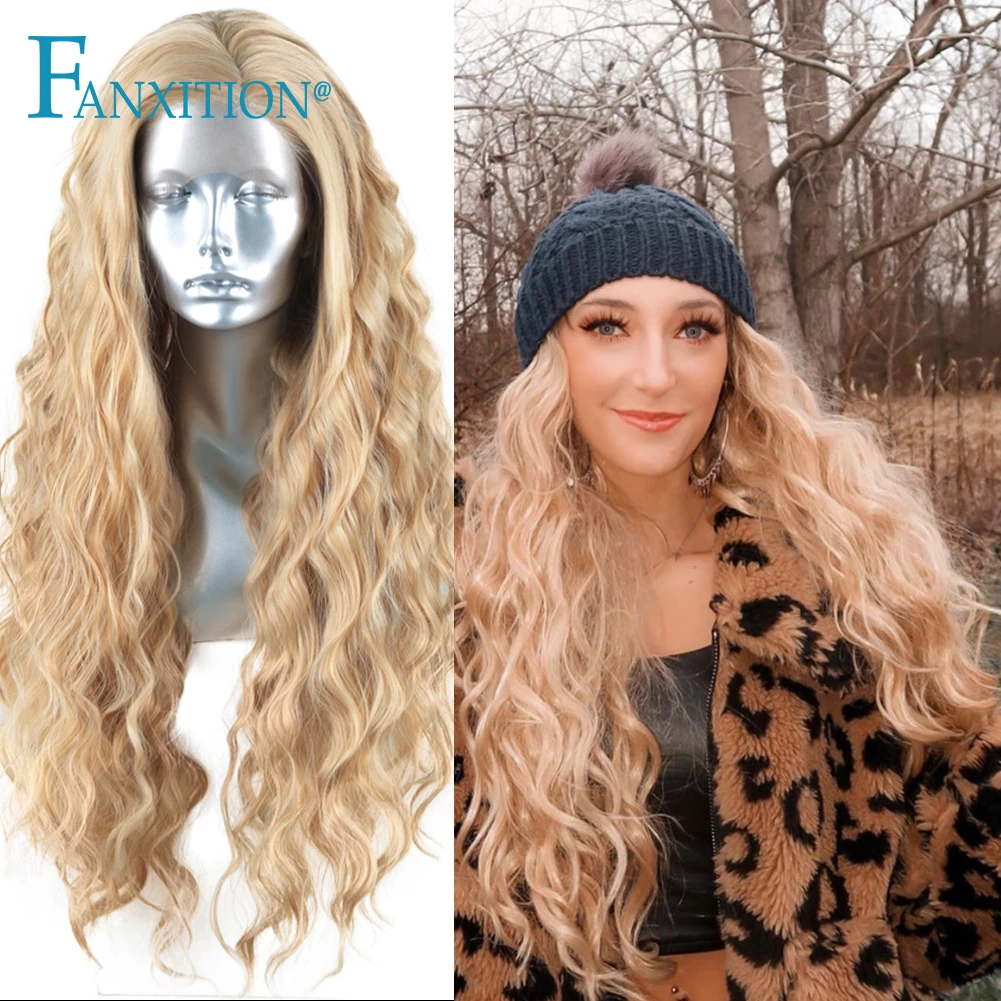 

Парик на синтетической сетке fanxution, парик на сетке для чернокожих женщин светлого цвета, свободные волнистые передние парики на сетке, предв...