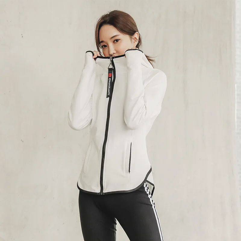 Спортивные тренировочные куртки для йоги Женская Облегающая рубашка с длинными