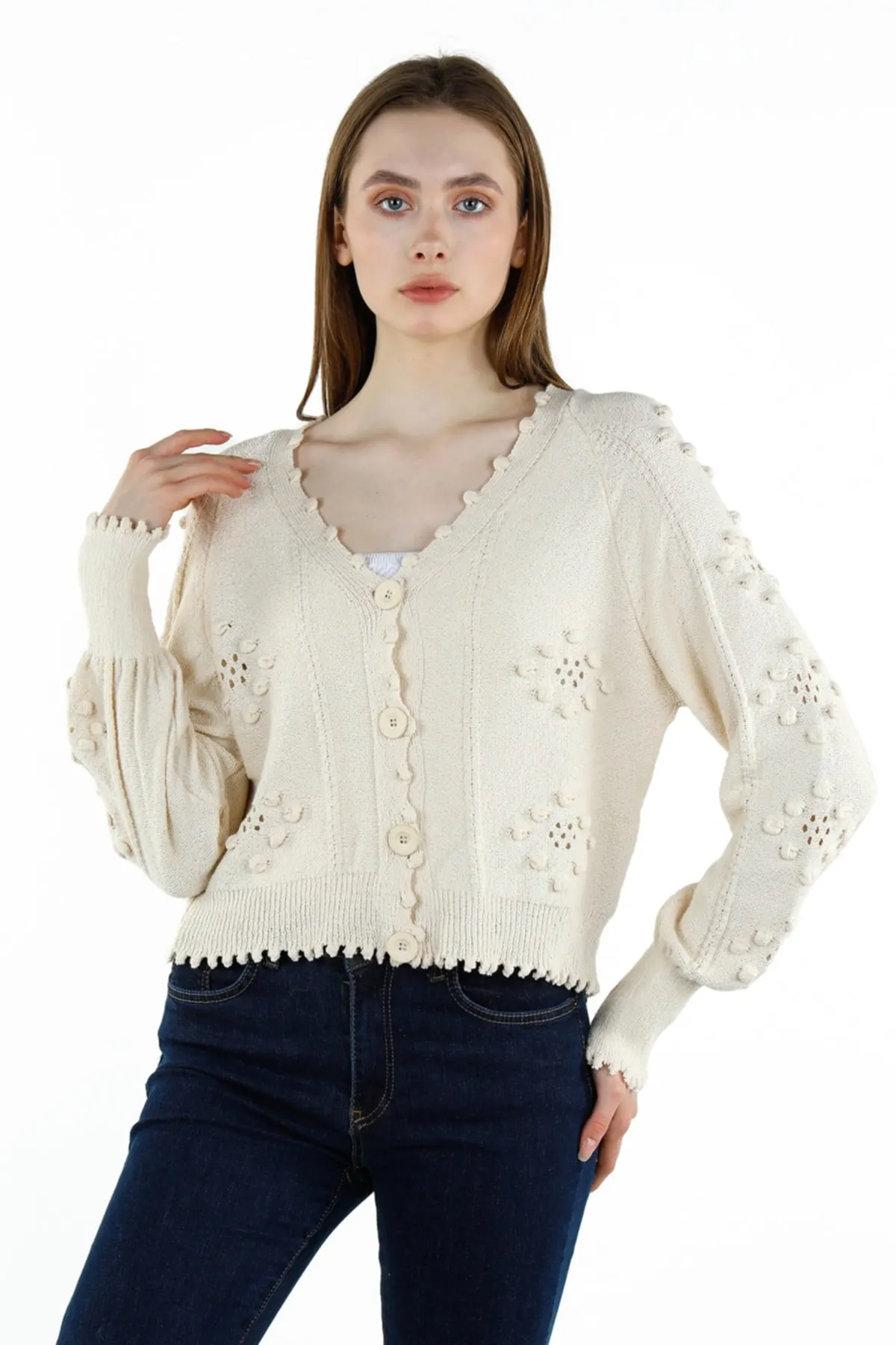 

Women's Cardigan Pompom Patterned Casual Knitted High Quality Fashion Cardigan Sweaters Loose Sweater Jumper