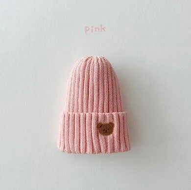 Embroidery Kids Boys Girls Autumn Winter Korean Caps Soft Warm Baby Beanies Knitted Hats for Toddler Children Bear 7 Colors New enlarge