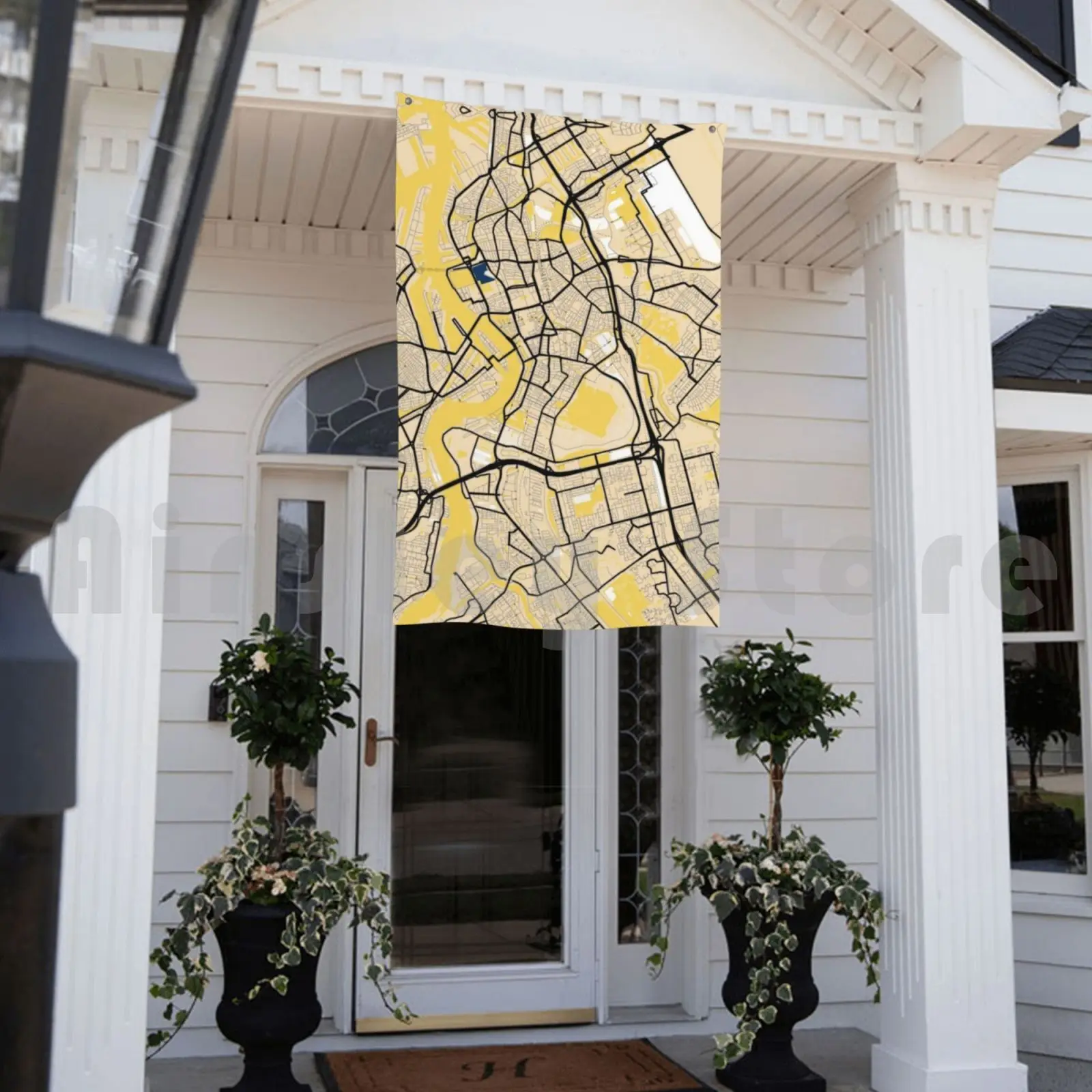 Карта с желтым принтом Роттердам цветная карта принты уличный декор флаг
