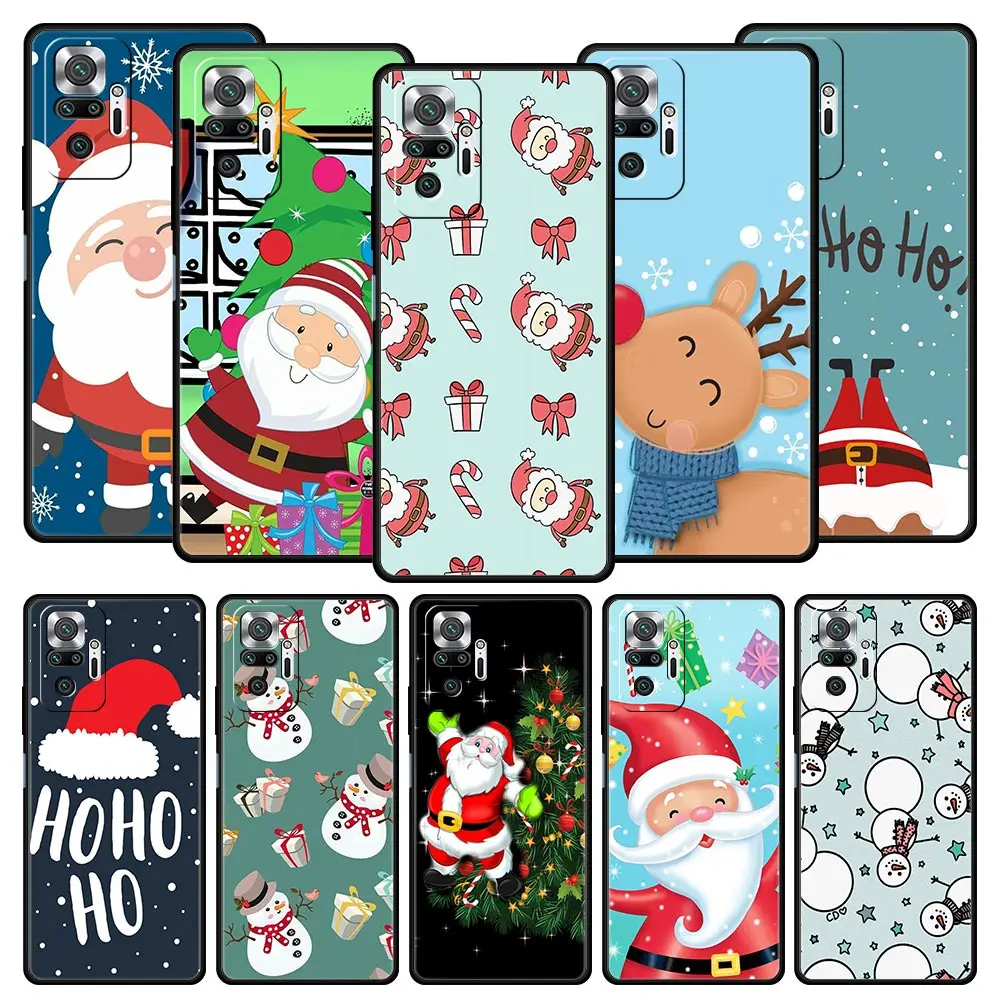 

Merry Christmas Cute Case For Xiaomi Redmi Note 11 10 9s Pro K50 7 8 9 8A 9A 9C 8T 9T 11T 5G K40 Gaming Phone Cover Black Coque