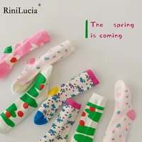 rinilucia new baby toddlers socks spring summer children girls long sock cotton floral print korean style kids floor socks