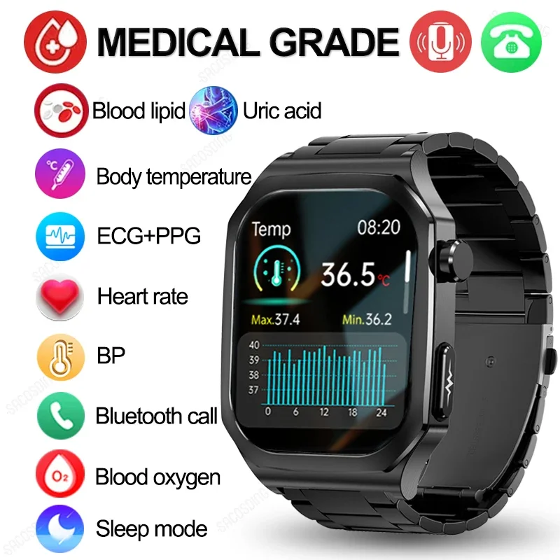 Смарт-часы мужские с мониторингом уровня сахара в крови липидов мочевой кислоты