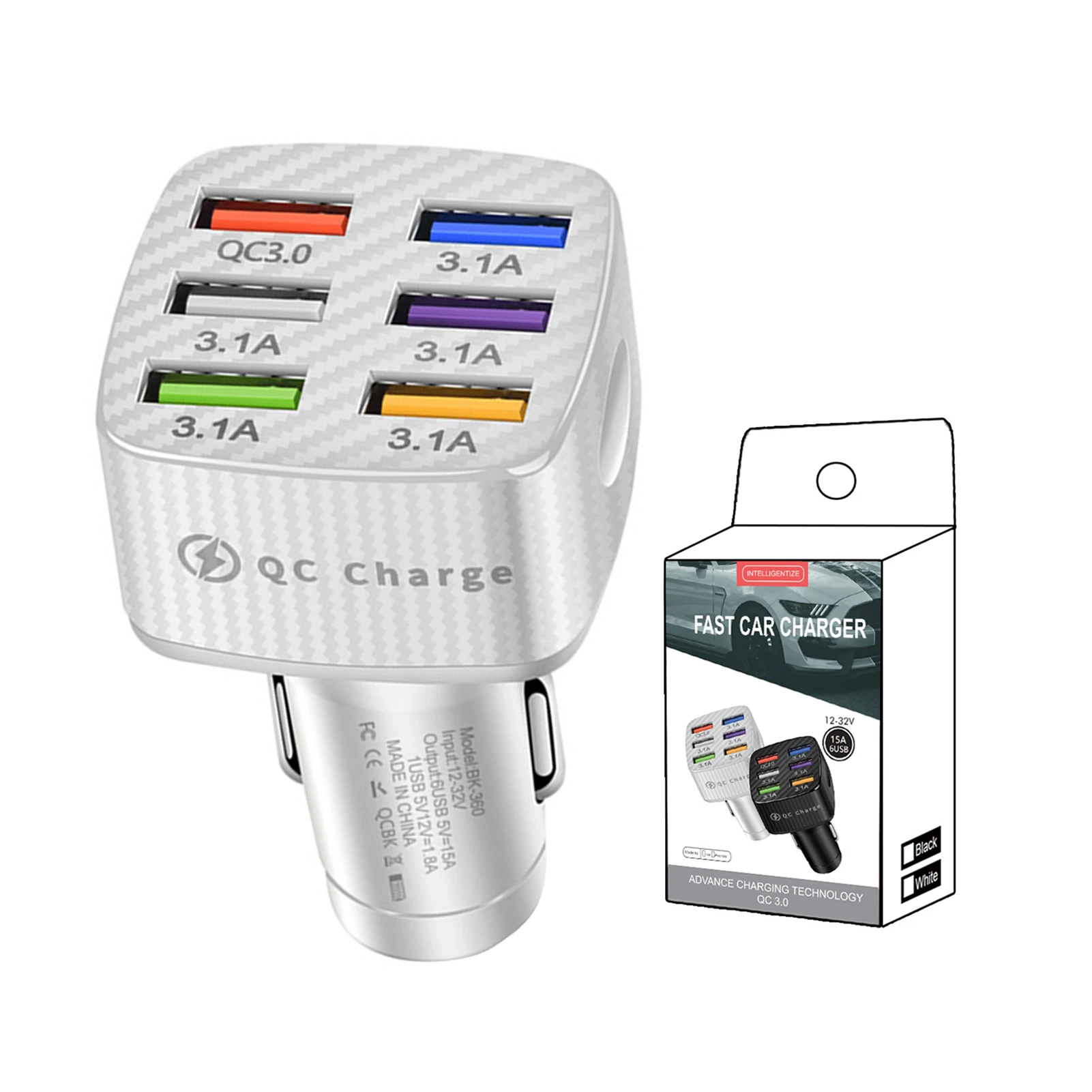 

Автомобильное зарядное устройство с 6USB-портами, 15 А