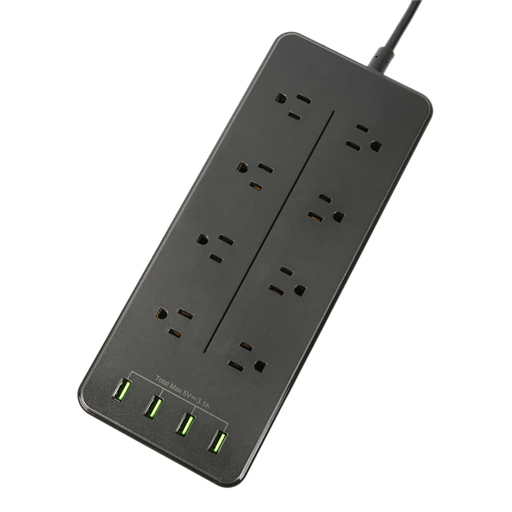 

Удлинитель с 8 розетками и 4 USB-портами, 2500 Вт