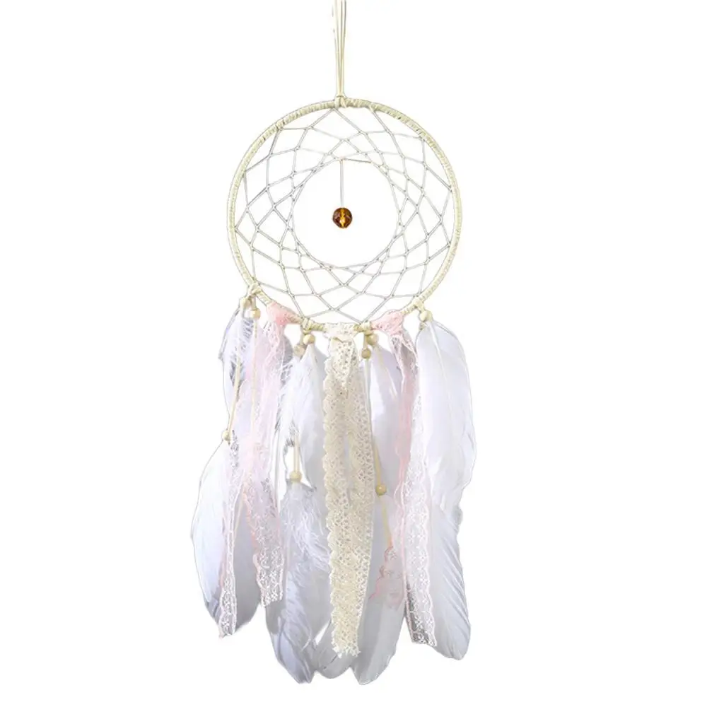 

Hot Sales Home Cafe Car Hanging Decoration White Feathers Dream Catcher Wall Ornament