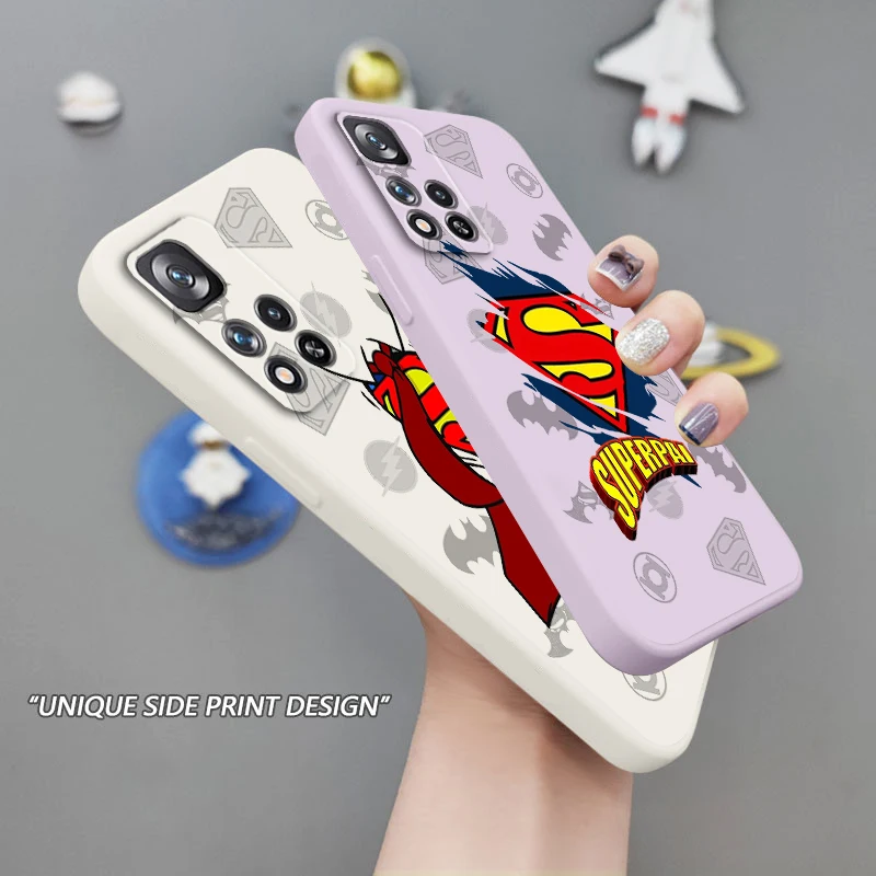 

Liquid Rope Cover Luxury Superman Logo Art Phone Case For Xiaomi Redmi Note 11 11S 11T 10S 10 9S 9T 9 8T 8 Pro Plus 5G