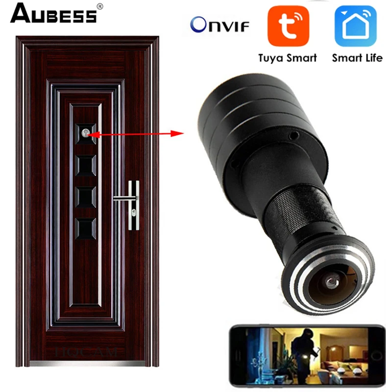 Дверной глазок Tuya с двухсторонним аудио и Wi-Fi домашний объектив рыбий глаз 1080P