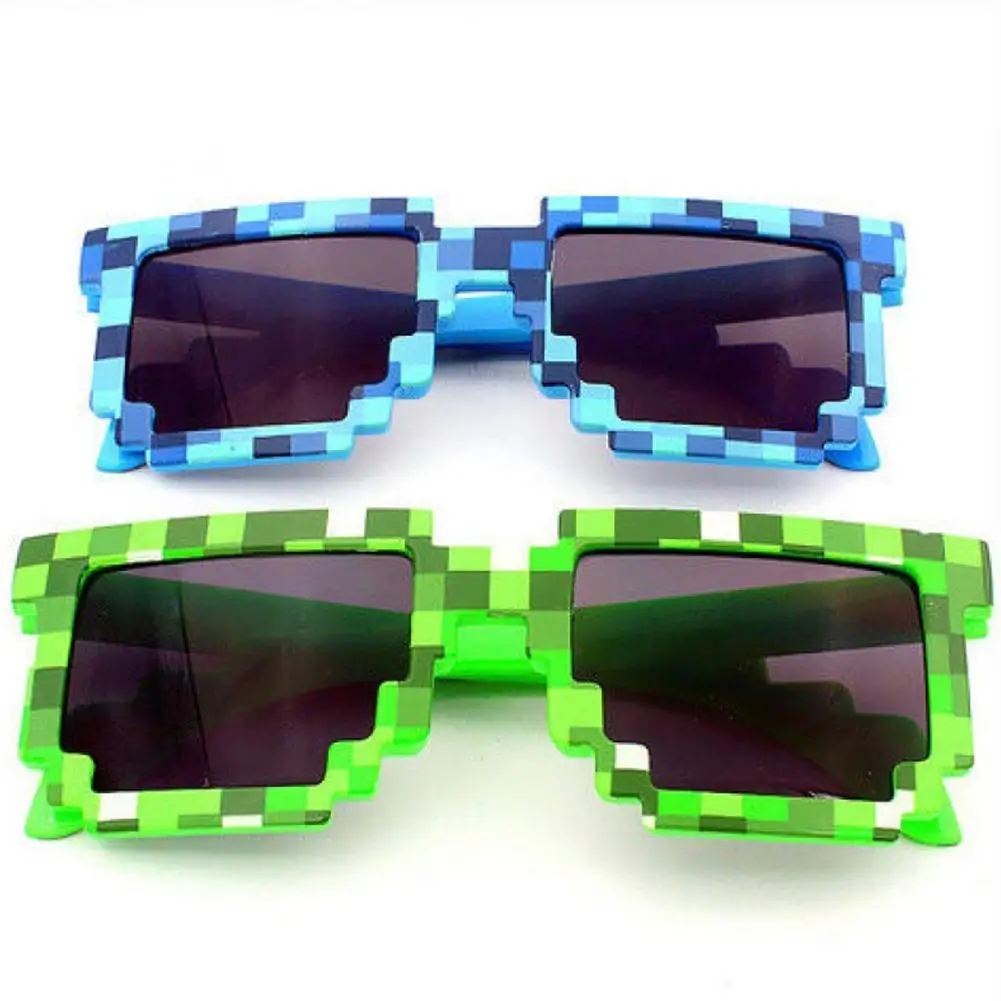 

2022 Square Pixel Mosaic Glasses Fashion Cosplay Sunglasses Adults Kids Action Game Toy Children Gift Decorate