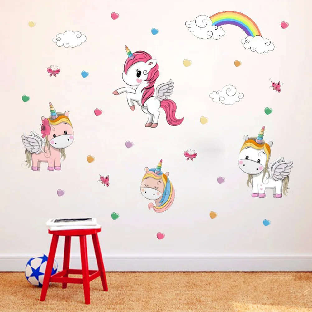 Обои для детской комнаты декоративная наклейка Радуга милый детский единорог на
