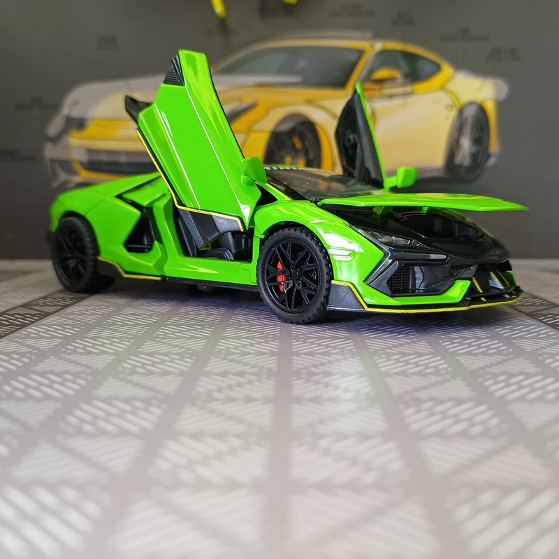 Фото 1:32 Имитация Lamborghini Revuelto Malissa Модифицированная модель автомобиля из сплава Коллекция украшений Двери могут открыть звук и свет Подарки №3