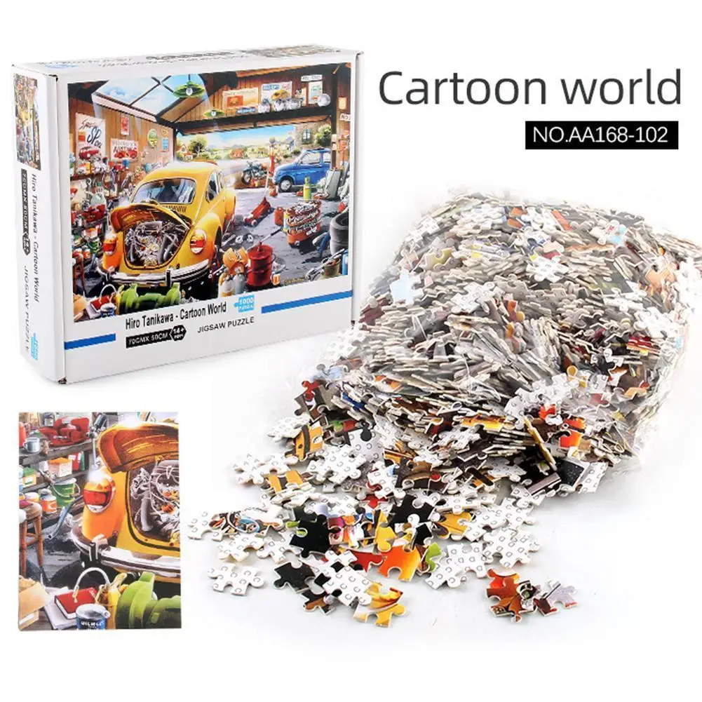 

Car Cartoon World Jigsaw Puzzle 1000 Pieces Adult Jigsaw Diy Decompression Jigsaw Large Toy Toy Children's Toy Educational A2t9