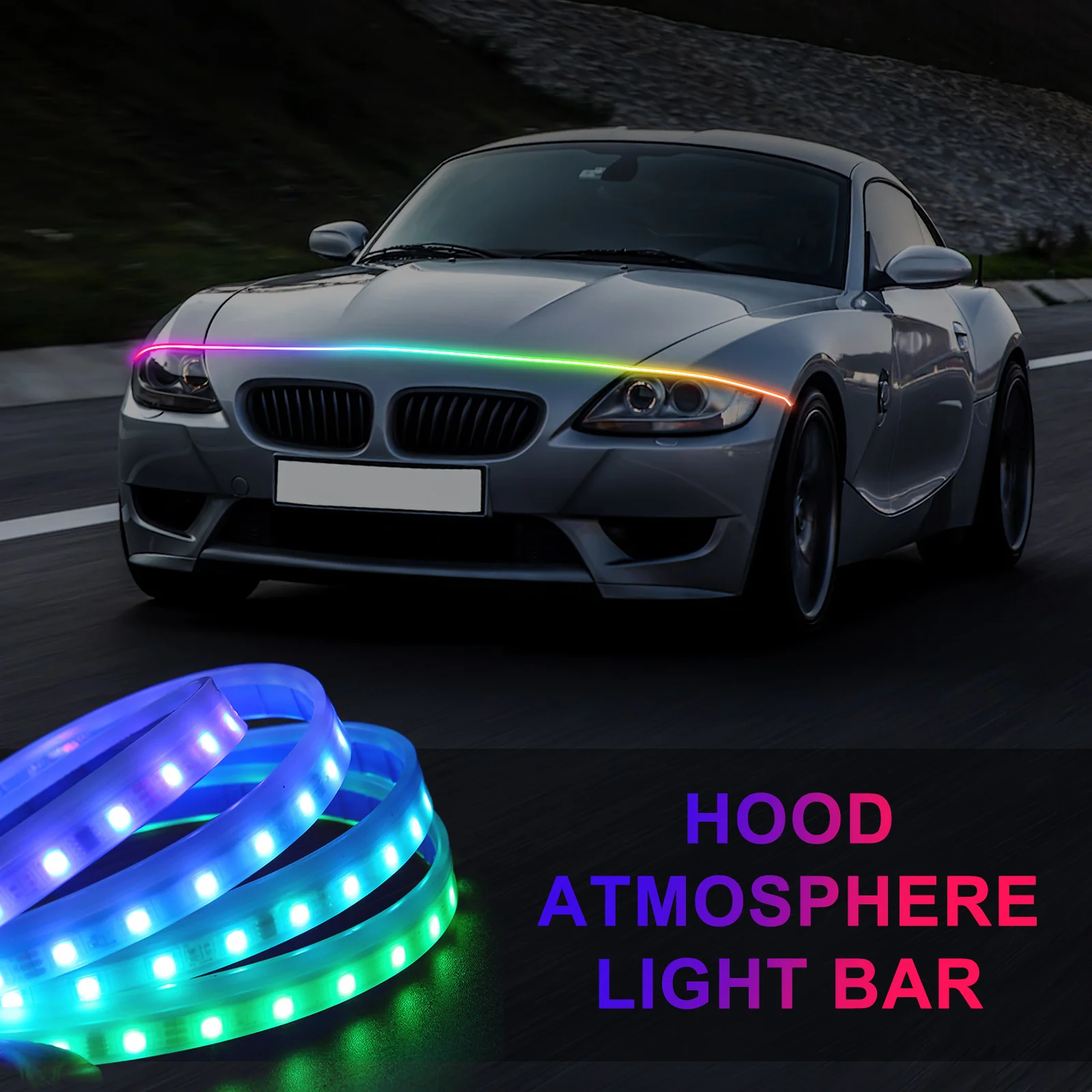 Световая полоса капота RGB Автомобильные фары Светодиодные полосы для