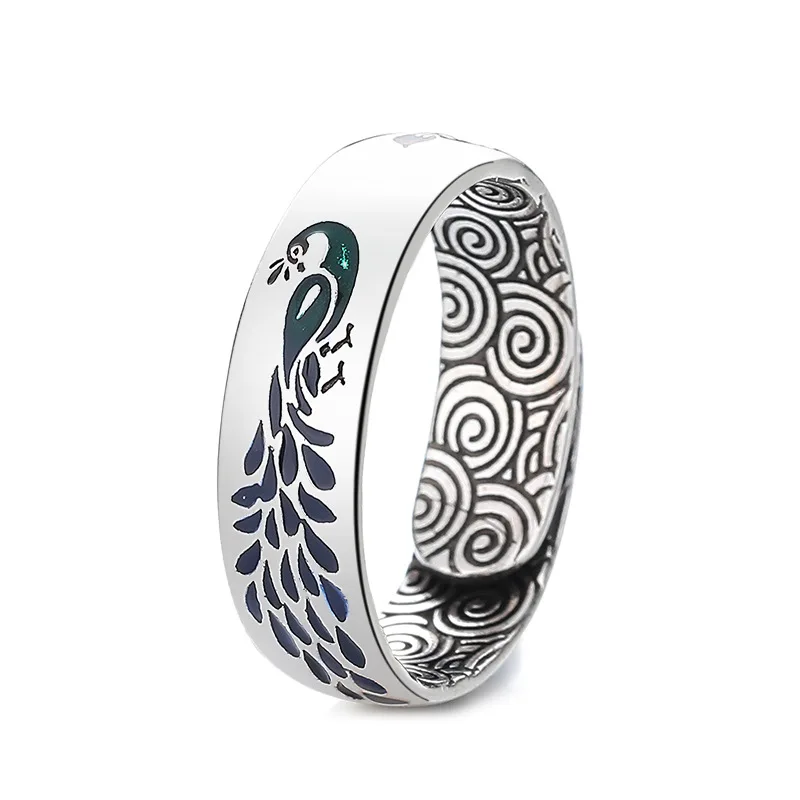 Мужское Винтажное кольцо с эмалью в этническом стиле