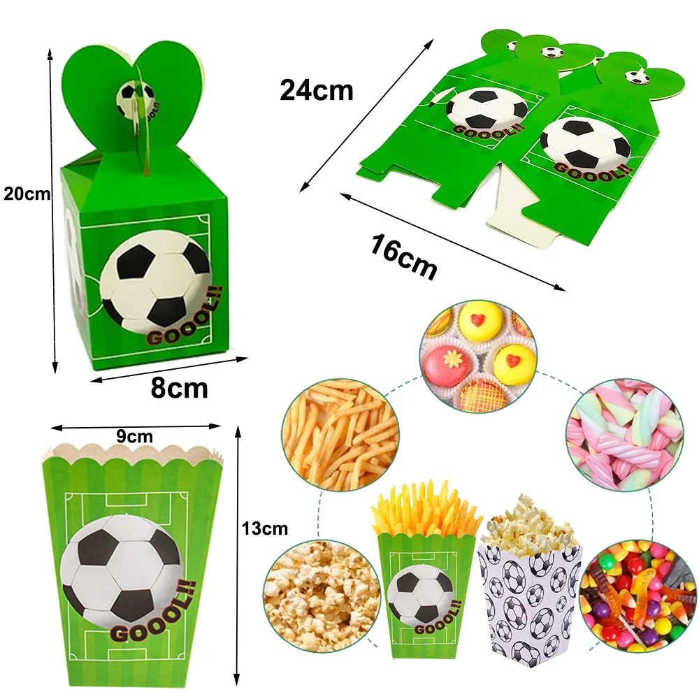 

Soccer Treat Boxes Football Popcorn Box Kids Boy Soccer Party Favor Sports Themed Birthday Party Decorations Baby Shower Box