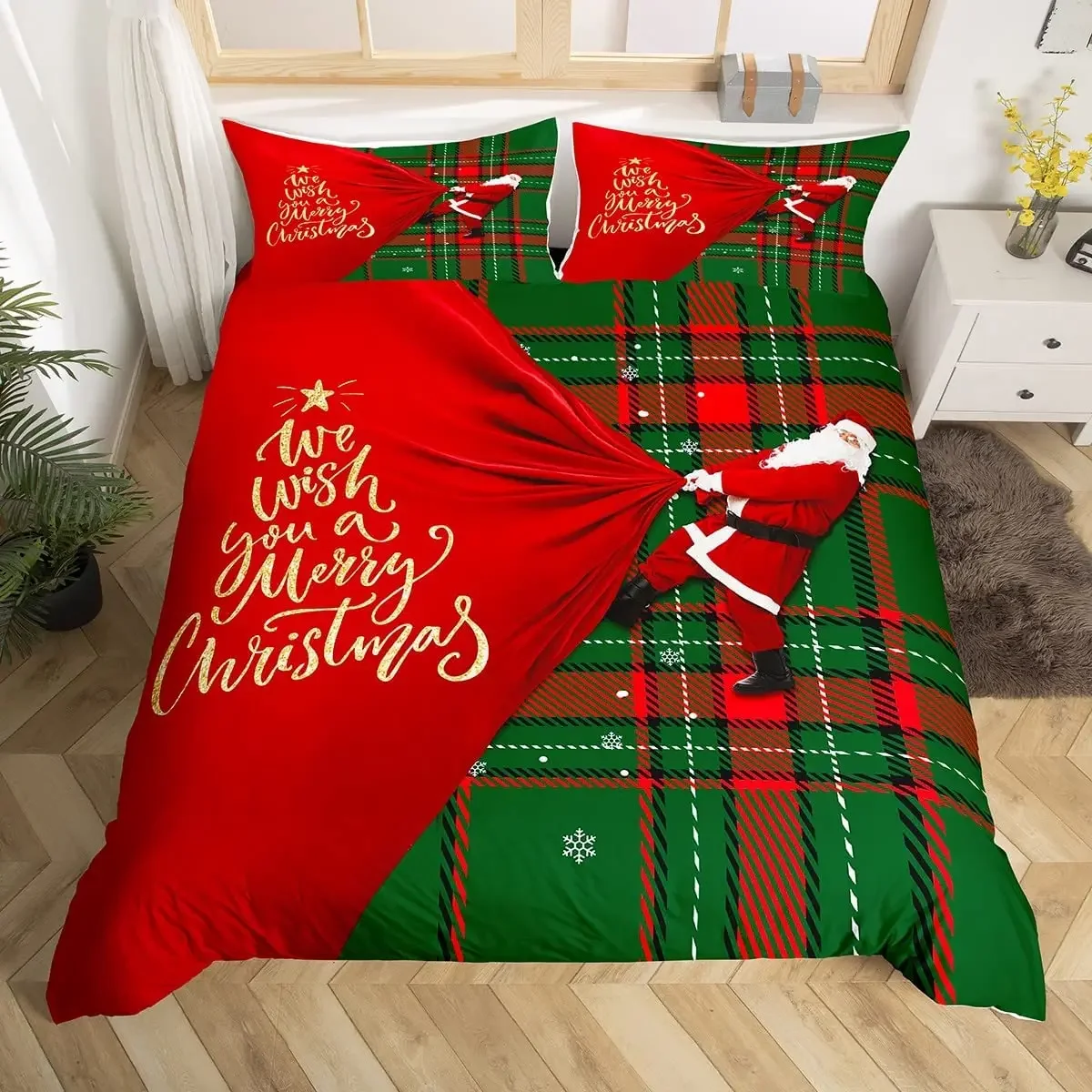 Рождественский комплект пододеяльников King Queen Full Twin Size для детей подростков