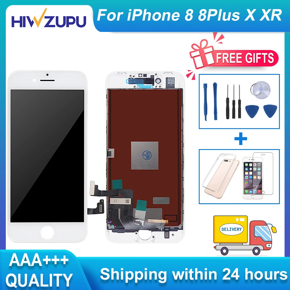 

ЖК-дисплей HIWZUPU AAAA +++ для IPhone 8 8plus X XS XR с бесплатными подарками, замена экрана дисплея 100%, аксессуары для телефона
