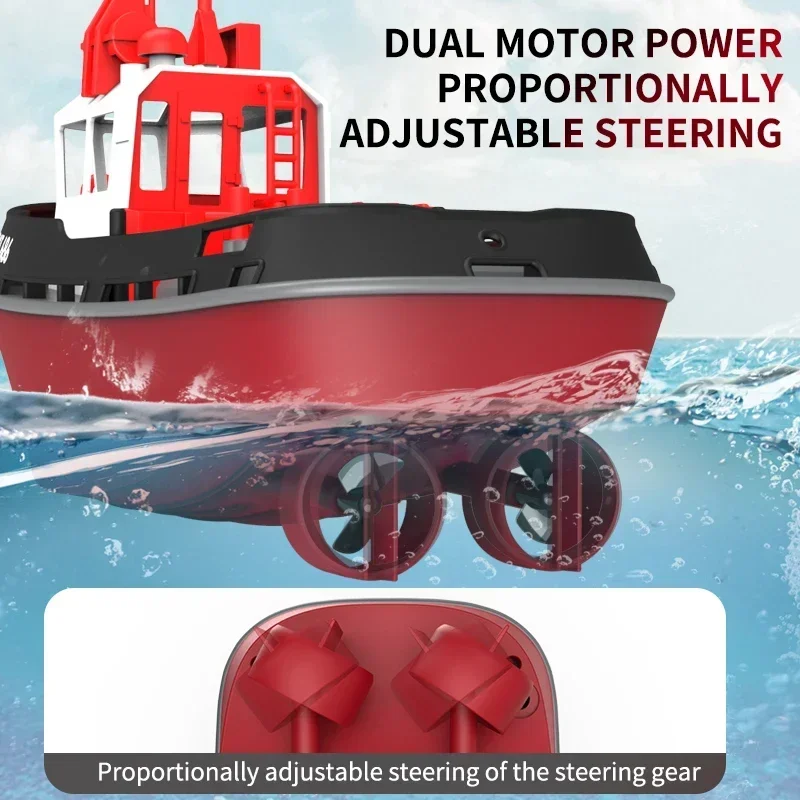 NEW Rc Boat 2.4G 1/72 Powerful Dual Motor Long Range Wireless Electric Remote Control Tugboat Model Toys for Boys Jet