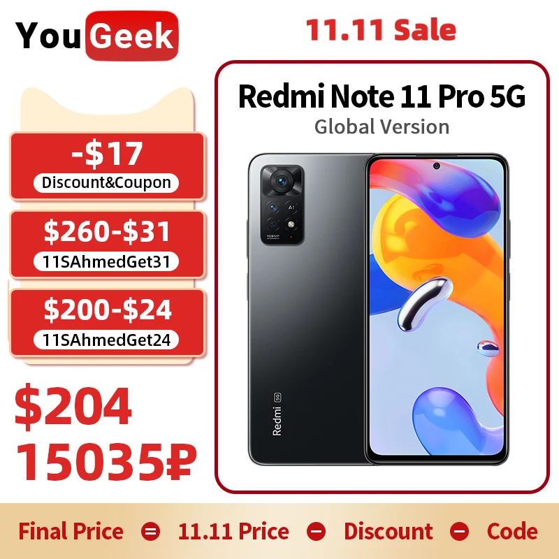 Ceny Globalna Wersja Xiaomi Redmi Note 11 Pro 5G Smartphone 108MP Kamera 120Hz AMOLED DotDisplay 67W Turbo ładowanie Snapdragon 695 Cena Globalna Wersja Xiaomi Redmi Note 11 Pro 5G Smartphone 108MP Kamera 120Hz AMOLED DotDisplay 67W Turbo ładowanie Snapdragon 695