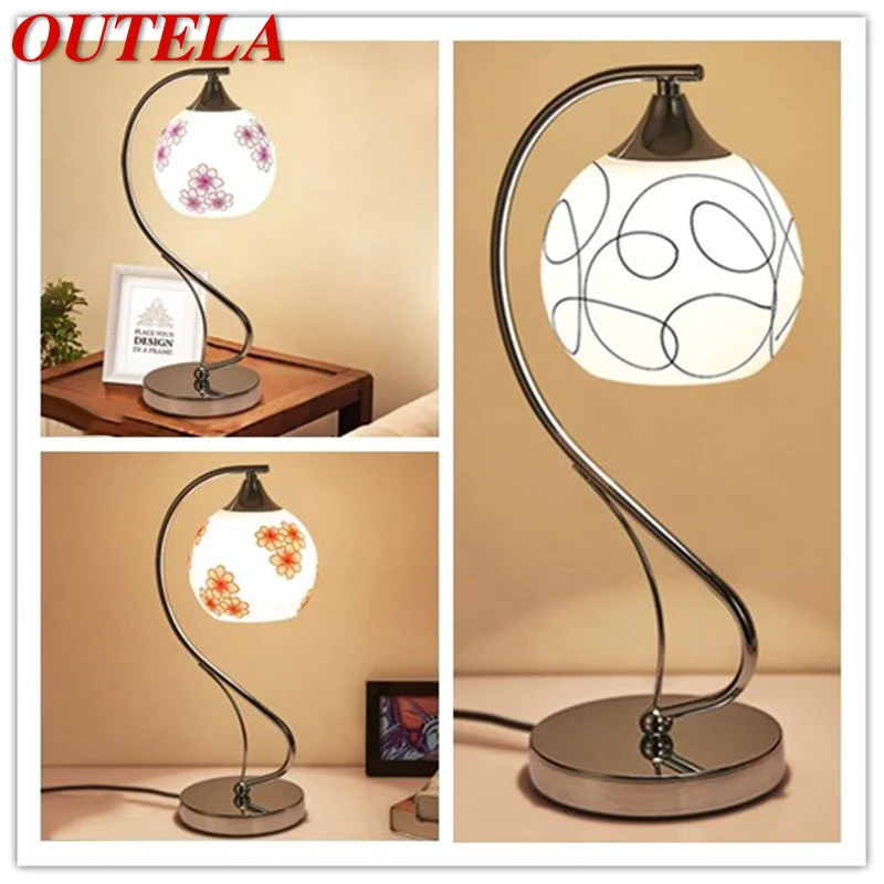 

OUTELA Contemporary Table Lamp Simple Design LED Glass Desk Light Fashion Romantic Decor for Home Living Room Bedroom