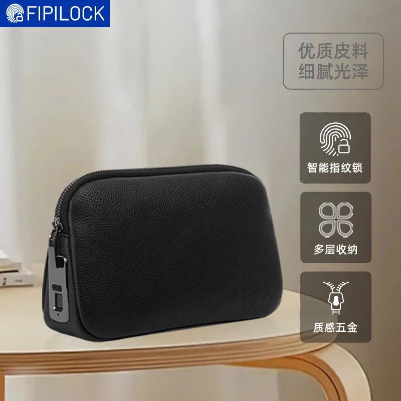 Фото Мужская сумка через плечо FIPILOCK с защитой от кражи и замком по отпечатку пальца, вместительная деловая сумка-кроссбоди, повседневная сумка для мужчин №1