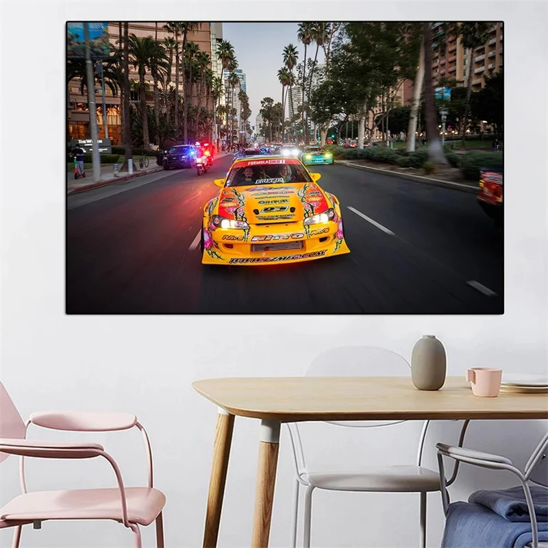Drift Racing граффити художественный плакат и печать роскошный суперкар искусство
