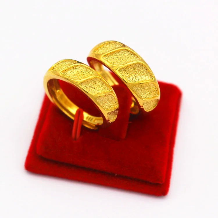 

New Copper Plated Vietnam Sand Gold Opening Frosted Couple Ring Men's And Women's Jewelry Imitation Gold Jewelry