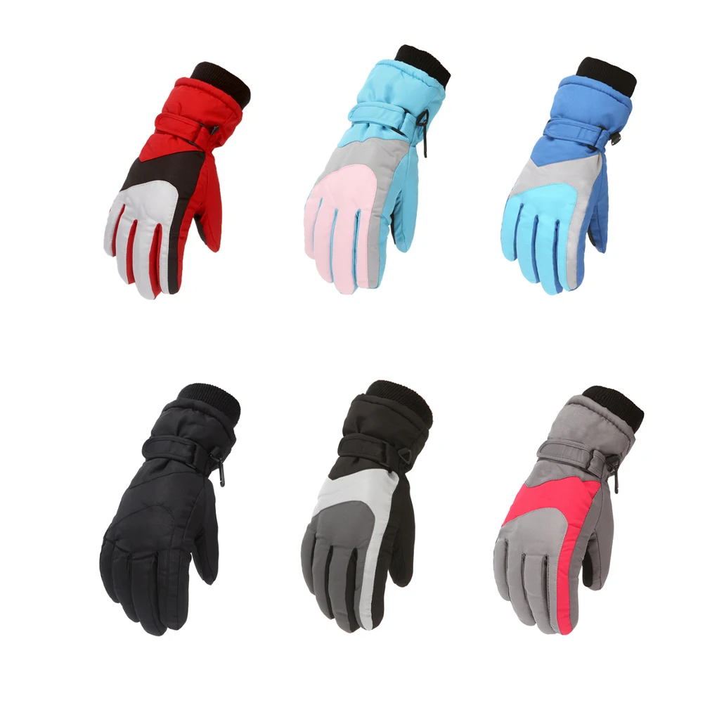 

1 Pair Kids Skiing Gloves Children Mitten Portable Warm Cold Weather Mitt Cotton Velvet Thickening Hand Protector Red