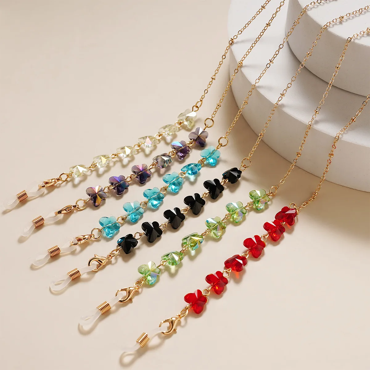 

Цепочка для очков, модная новинка, цепочка для солнцезащитных очков с подвеской-бабочкой, шнурок для очков для чтения, ювелирные изделия для женщин