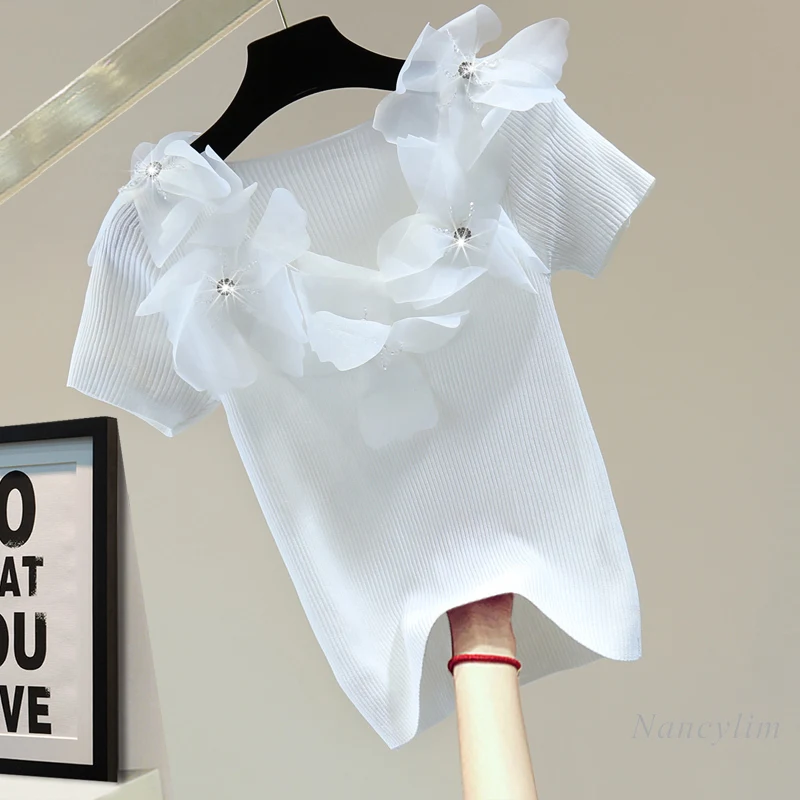 Изысканная женская модель 2022 летние тонкие однотонные повседневные трикотажные