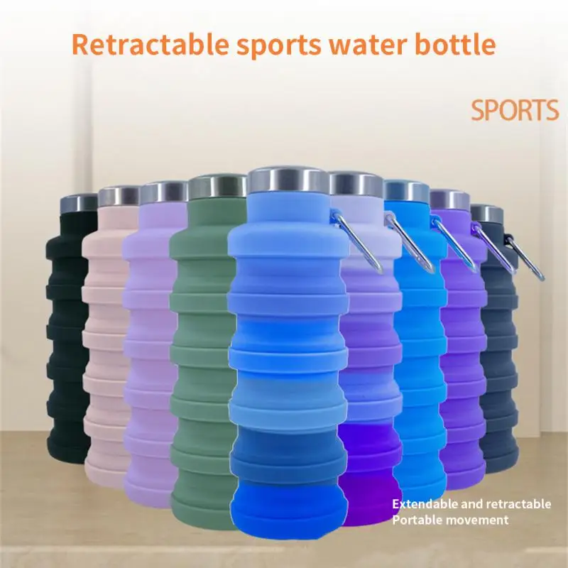 500ML Silicone Sports Water Bottle Outdoor Retractable Water Bottle Portable Collapsible Silica Gel Cup Folding Water Bottle images - 6