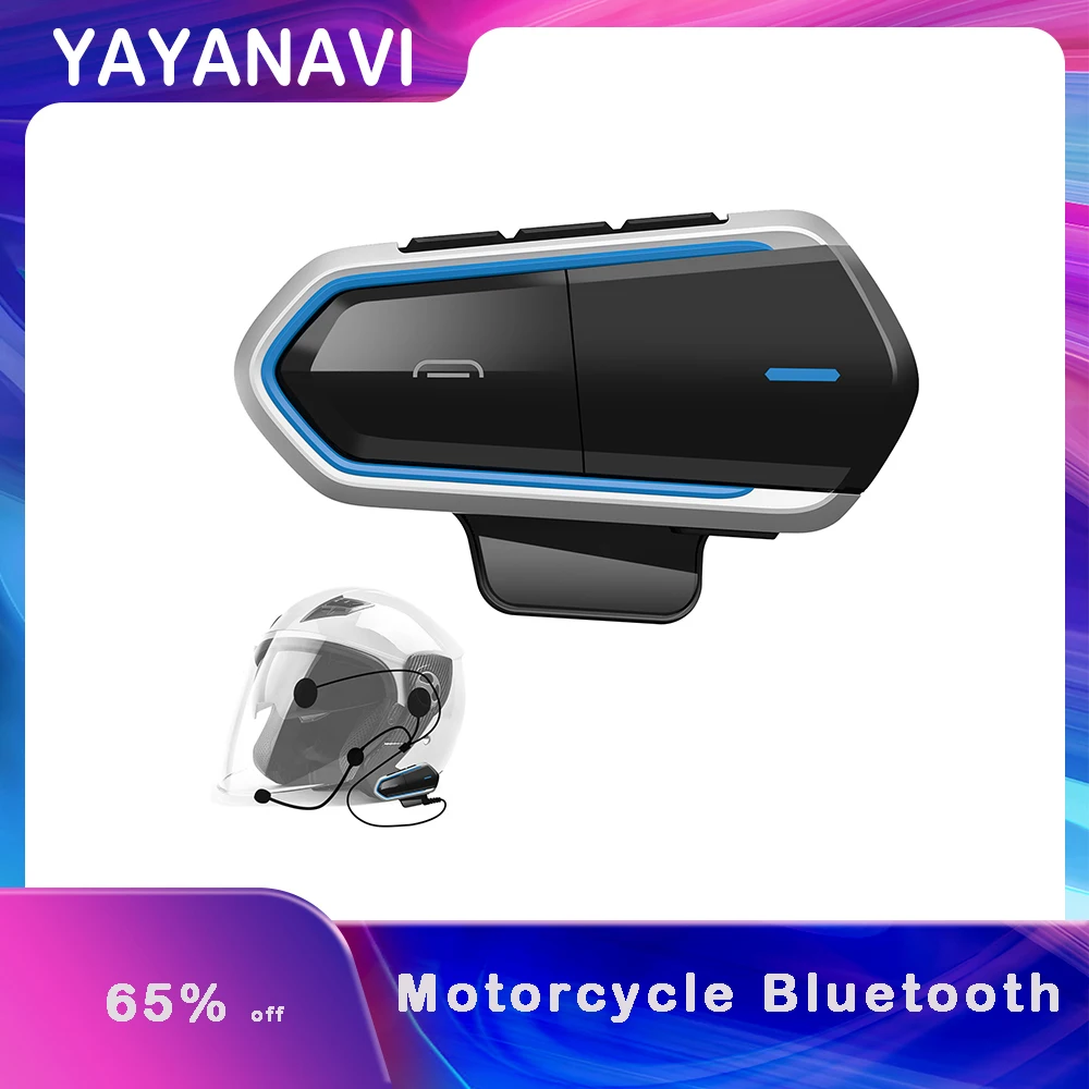 

Motorcycle Bluetooth Headset Helmet Type-C Interface Headset Waterproof Stereo Bluetooth Headset FM Radio Mic Voice Control