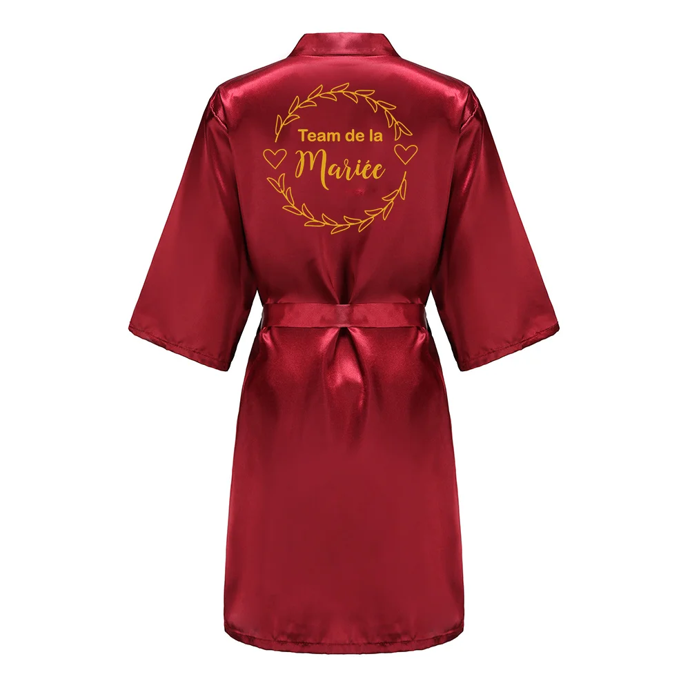 Team de la mariee Women Wedding Satin Dressing Gown Personalized Custom Name Bathobe Bridal Party Robes Bridesmaid Robes gift
