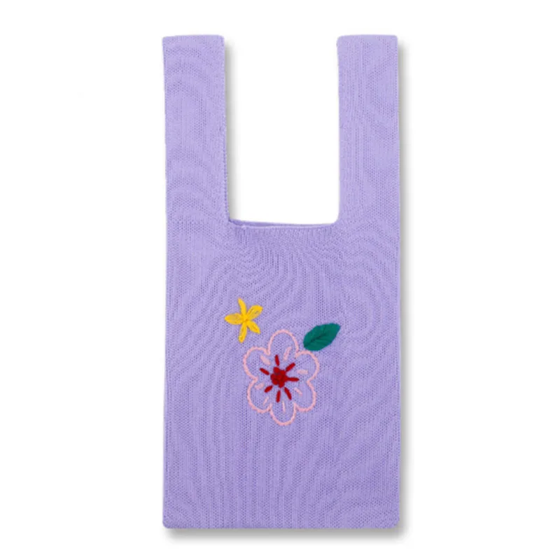

IMone Shopping Bag Hand Embroidered Jacquard Knitted Wool Woven Shoulder Bag Underarm Tote Bag Handbag