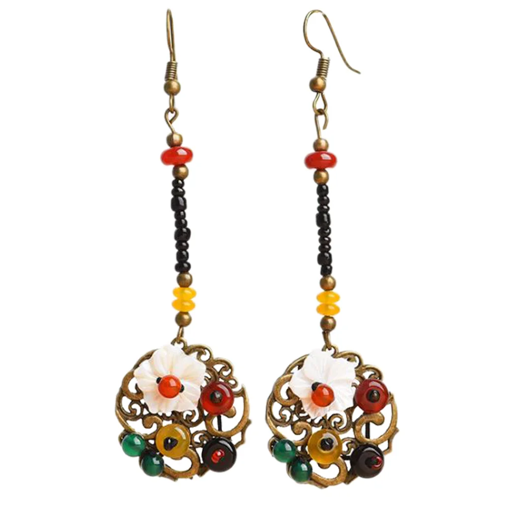 

Earrings Ear Dangle Earringwomen Drop Hook Jewelry Ring Flower Tassel Agate Floral Shell Dangler Fashionpost Hoop Bohemian Jade