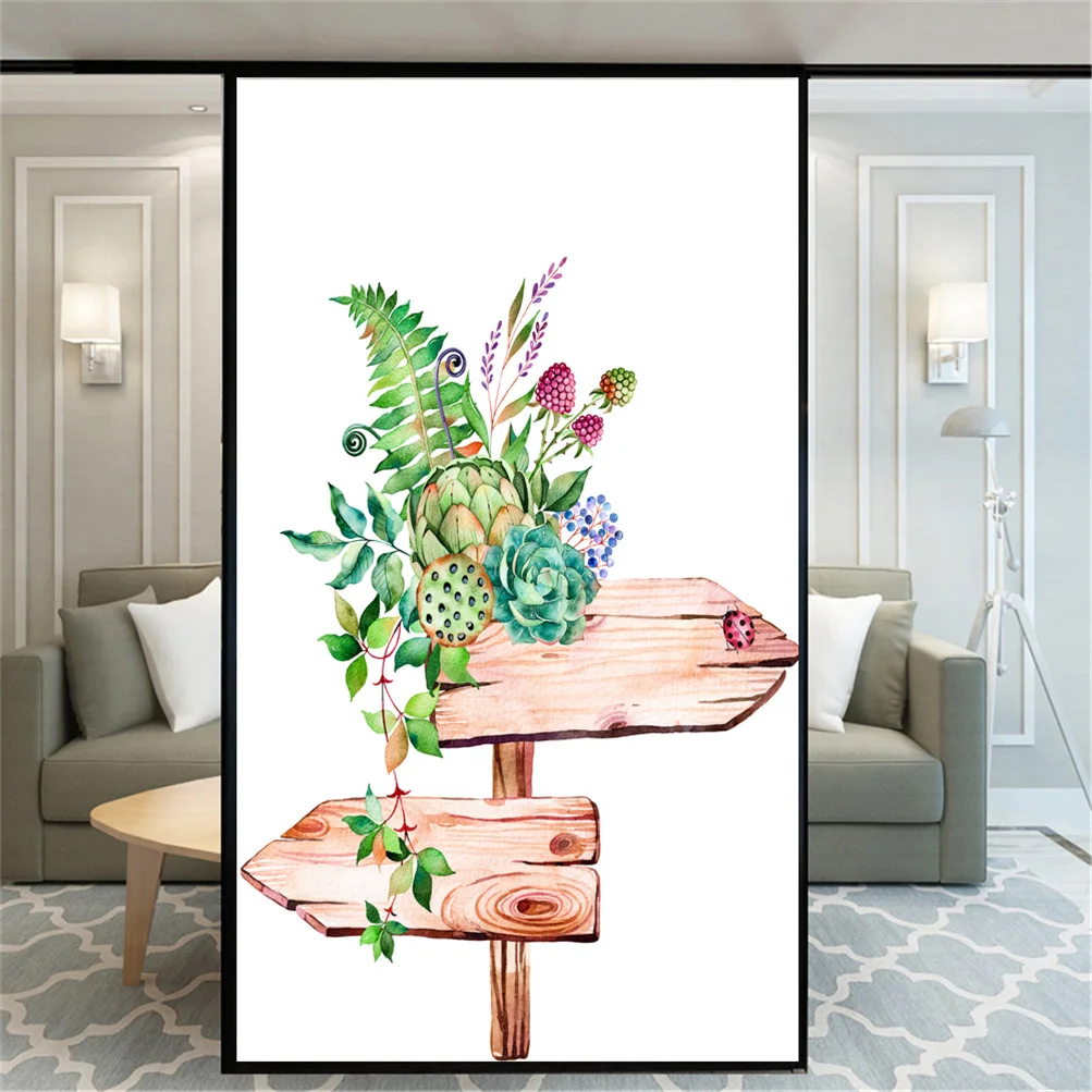 

Декоративная пленка для окон, наклейки для окон с растениями, цветами, без клея, статическая липкая матовая оконная пленка