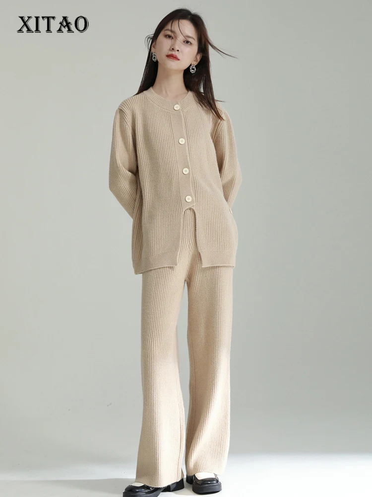 

XITAO Solid Single Breasted Pant Sets Personality Fashion Loose Casual Matching Sets Korea 2022 Winter New Arrival SMH1377