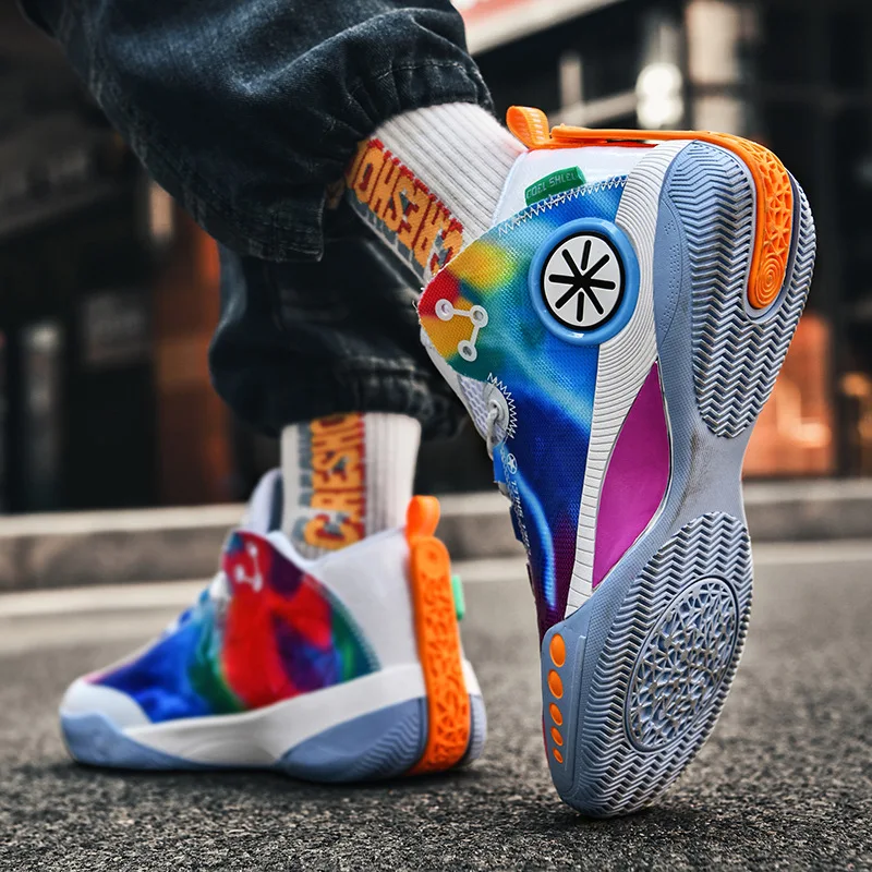 2022 Fashion Rainbow Colorful Mesh Low Men's Basketball Sneakers Unisex Hip-hop Running Sport Sneakers Women zapatillas basquet