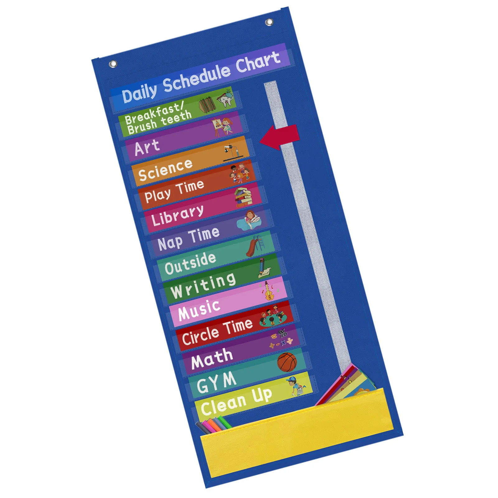 

Kids Daily Schedule Pocket Chart Classroom Schedule with 31 Cards 131 Pockets Durable Schedule Chart for Preschool Homeschool