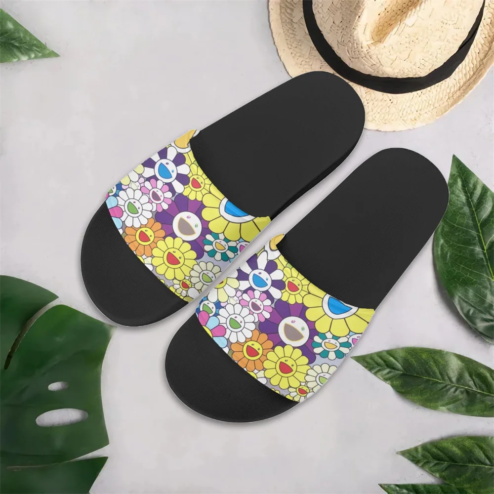 

INSTANTARTS New Arrivals Women Sandals Colorful Daisy Teen Girls Summer Female Casual Slide Flip Flop Soft Sole Black Slippers